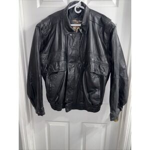 Vtg Pierce Arrow Black Leather Motorcycle Jacket Mens XL Biker Full Zip